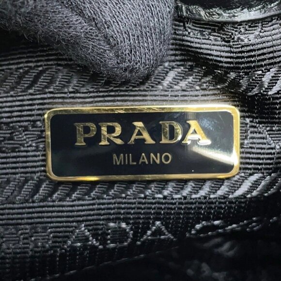 PRADA Duet Drawstring Bag Shoulder Bag Soft Calf Leather Black 1BH038 - Picture 14 of 16